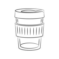 herbruikbare koffiekopje vector overzicht zwart pictogram