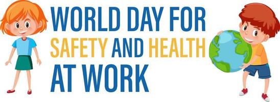 werelddag voor veiligheid en gezondheid op het werk logo-ontwerp vector