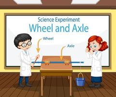 wetenschappelijk concept met wiel en as-experiment vector