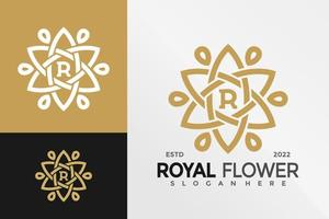 letter r koninklijke bloem logo ontwerp vector illustratie sjabloon