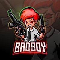 bad boy gunners mascotte. esport-logo ontwerp vector