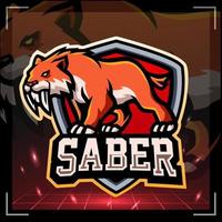 sabeltand mascotte. esport logo ontwerp vector