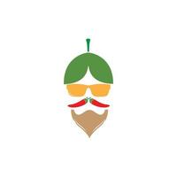 man gezicht met groenten vers logo ontwerp, vector grafisch symbool pictogram illustratie creatief idee