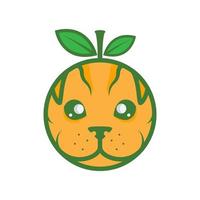 cartoon schattige puppy hondje met oranje fruit logo ontwerp, vector grafisch symbool pictogram illustratie creatief idee