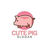 schattig roze varken cartoon logo vector