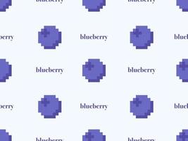 bosbessen cartoon karakter naadloos patroon op blauwe background.pixel stijl vector