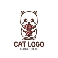 schattig kattenlogo met garenbal vector