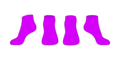paarse sokken sjabloon mockup vlakke stijl ontwerp vector illustratie set