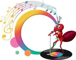 een stripfiguur van een zanger en mier vector