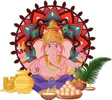 ganesh chaturthi cartoon op witte achtergrond vector