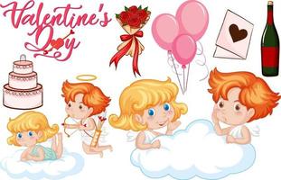 valentijnsthema met cupido en roos vector