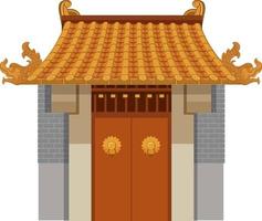 Chinees traditioneel gebouw op witte achtergrond vector