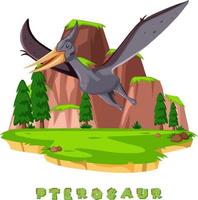 dinosaurus woordkaart voor pterosaurus vector