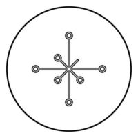roer van ontzag aegishjalmur of egishjalmur galdrastav pictogram overzicht zwarte kleur vector in cirkel ronde illustratie vlakke stijl afbeelding