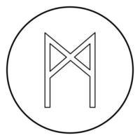 mannaz rune man menselijk symbool pictogram overzicht zwarte kleur vector in cirkel ronde illustratie vlakke stijl afbeelding