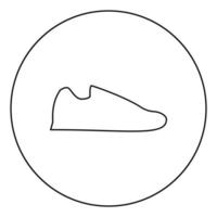 loopschoenen sneakers sportschoenen loopschoen pictogram in cirkel ronde omtrek zwarte kleur vector illustratie vlakke stijl afbeelding