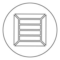 krat voor vrachtvervoer houten kist container pictogram in cirkel ronde omtrek zwarte kleur vector illustratie vlakke stijl afbeelding