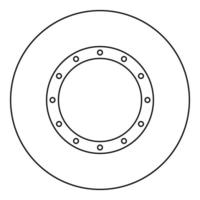 rubberen pakking met gaten pakkingring afdichting lekkage o-ring reten pictogram in cirkel ronde zwarte kleur vector illustratie solide omtrek stijl afbeelding