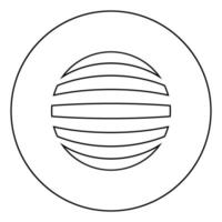 gestreepte bol concept globe abstracte bal pictogram in cirkel ronde overzicht zwarte kleur vector illustratie vlakke stijl afbeelding