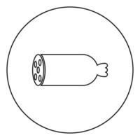 gekookte worst slager product concept icoon in cirkel ronde omtrek zwarte kleur vector illustratie vlakke stijl afbeelding