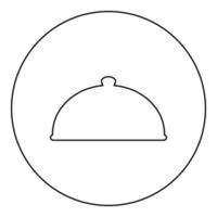 cloche serveerschaal restaurant deksel koepel plaat covers om voedsel warm te houden bol deksel voortreffelijke presentatie gastronomische maaltijd catering concept pictogram in cirkel ronde zwarte kleur vector illustratie afbeelding