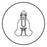 Boeddha pictogram zwarte kleur in cirkel ronde vector