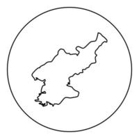 kaart van noord-korea pictogram zwarte kleur in ronde cirkel vector