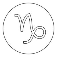 Steenbok symbool dierenriem pictogram zwarte kleur in ronde cirkel vector