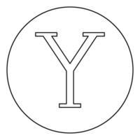 upsilon Grieks symbool hoofdletter hoofdletter lettertype pictogram in cirkel ronde overzicht zwarte kleur vector illustratie vlakke stijl afbeelding