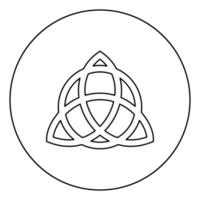 trikvetr knoop met cirkel macht van drie Viking symbool tribal voor tattoo drie-eenheid knoop pictogram in cirkel ronde omtrek zwarte kleur vector illustratie vlakke stijl afbeelding