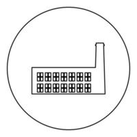 fabriek industrie silhouet plant met pijp pictogram in cirkel ronde zwarte kleur vector illustratie afbeelding overzicht contour lijn dunne stijl