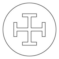 kruis galg die lijkt op hindhead kruis monogram religieuze kruis pictogram in cirkel ronde overzicht zwarte kleur vector illustratie vlakke stijl afbeelding