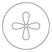 bloemblaadje kruis kruis monogram religieuze kruis pictogram in cirkel ronde overzicht zwarte kleur vector illustratie vlakke stijl afbeelding