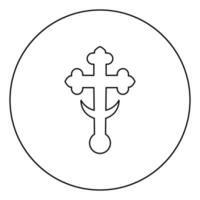 kruis klaverblad klaver op kerk koepel domical met halve maan kruis monogram religieuze kruis pictogram in cirkel ronde overzicht zwarte kleur vector illustratie vlakke stijl afbeelding