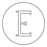 epsilon Grieks symbool hoofdletter hoofdletter lettertype pictogram in cirkel ronde overzicht zwarte kleur vector illustratie vlakke stijl afbeelding