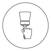 kwast in de hand gebruik gereedschap arm pictogram in cirkel ronde zwarte kleur vector illustratie solide omtrek stijl afbeelding