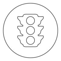 verkeerslichten licht signaal stoplicht verordening vervoer en voetganger pictogram in cirkel ronde zwarte kleur vector illustratie afbeelding overzicht contour lijn dunne stijl