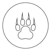 print dierlijke poot met klauwen voet pictogram in cirkel ronde zwarte kleur vector illustratie afbeelding overzicht contour lijn dunne stijl