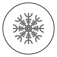 roer van ontzag aegishjalmur of egishjalmur pictogram overzicht zwarte kleur vector in cirkel ronde illustratie vlakke stijl afbeelding