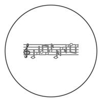 Opmerking fret notities pictogram in cirkel ronde omtrek zwarte kleur vector illustratie vlakke stijl afbeelding