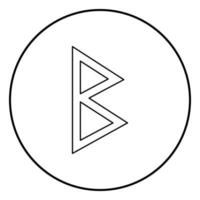 berkana rune berk geboorte pictogram overzicht zwarte kleur vector in cirkel ronde illustratie vlakke stijl afbeelding