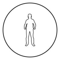 man haalde zijn lege zakken zakenman heeft geen geld silhouet concept pictogram zwarte kleur illustratie in cirkel round vector