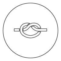 knoop touw gebonden knoop sluit zich aan bij concept strop pictogram in cirkel ronde omtrek zwarte kleur vector illustratie vlakke stijl afbeelding