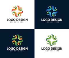 teamlogo creatief vier mensen pictogram gemeenschapslogo vector