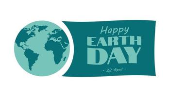 wereldbol en vlag met de inscriptie happy earth day 22 april vector