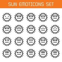 nerveuze zon emoticons set vector