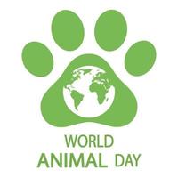 wereld dierendag poster met groene planeet aarde. vector