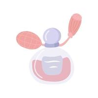 schattige cartoon hand getekende fles parfum. decoratief element geïsoleerd op een witte achtergrond. platte vectorillustratie. vector