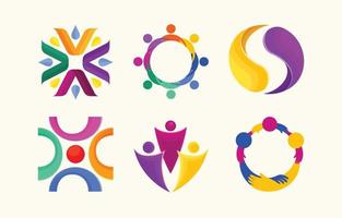 abstracte samenwerking logo set