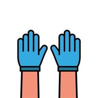 blauwe handschoenen platte pictogram. vectorillustratie op wit vector
